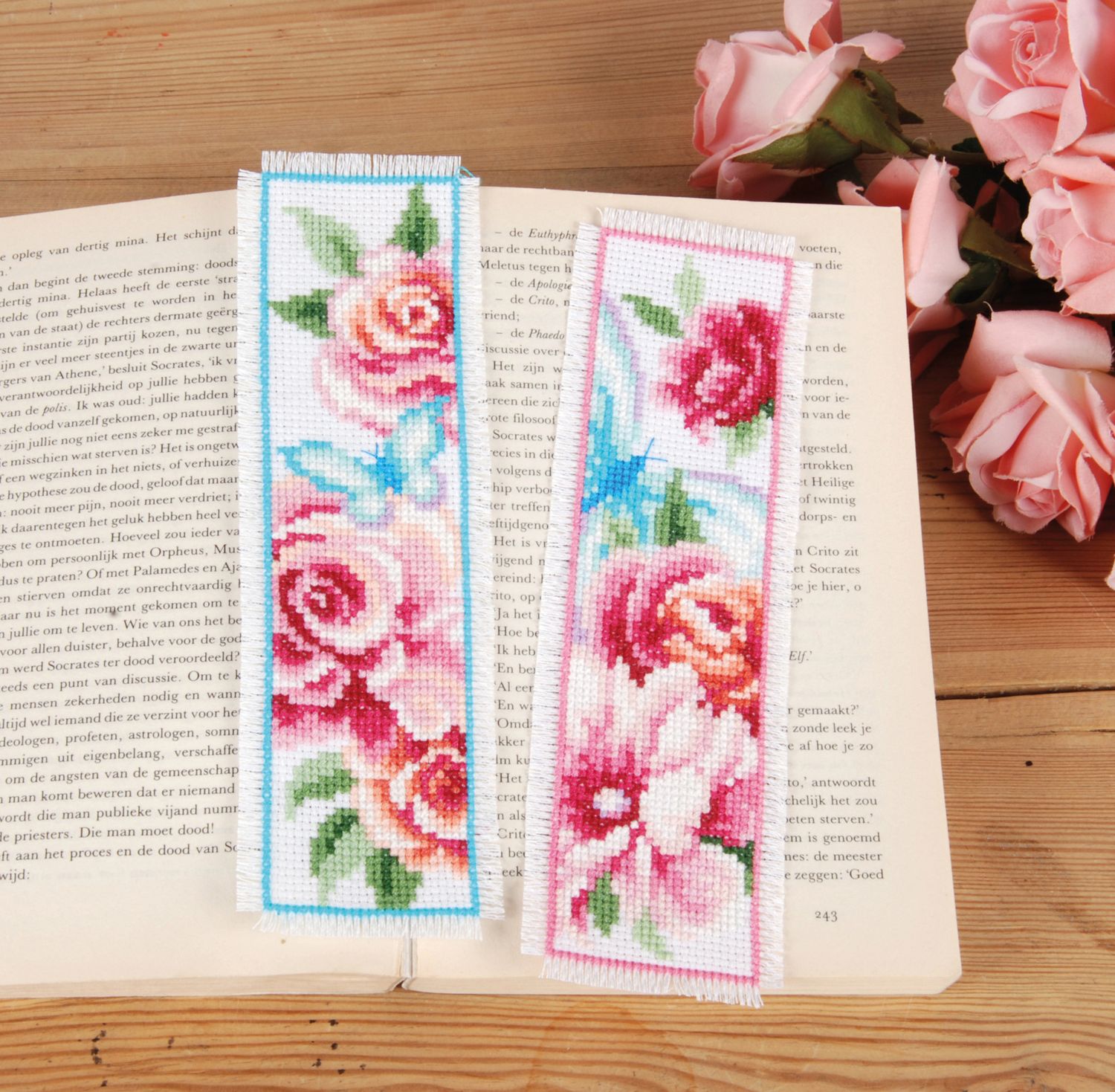 Cross Stitch Bookmark Kit INFUNLY 6PCS Flower & Insects Cross Stitch ...