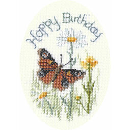 Butterfly And Daisies Greetings Card Cross Stitch Kit