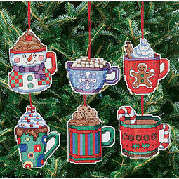 Christmas Cocoa Mug Ornaments Cross Stitch Kit (Set of 6)