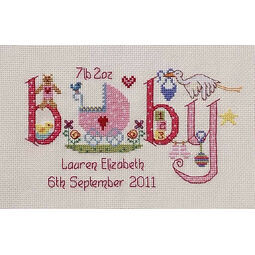 Baby Girl Birth Sampler Cross Stitch Kit