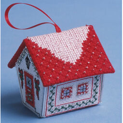 Red & Silver Gingerbread House 3D Cross Stitch Kit