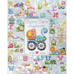 Special Delivery Baby ABC Alphabet Cross Stitch Sampler Kit