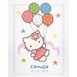 Hello Kitty Balloons Birth Sampler Cross Stitch Kit