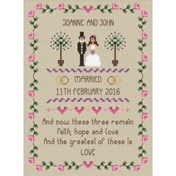 Faith, Hope, Love Wedding Sampler Cross Stitch Kit
