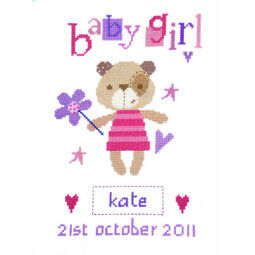 Madison Bear Girl Birth Sampler Cross Stitch Kit