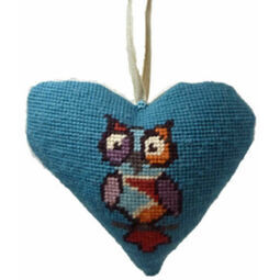 Funky Owl Lavender Tapestry Heart