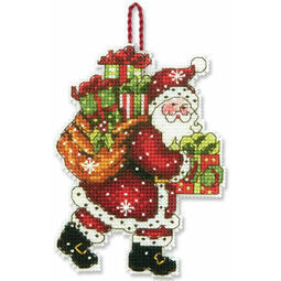 Santa With Bag Ornament Cross Stitch Kit