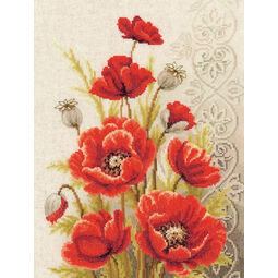 Poppies & Flower Swirls Cross Stitch Kit