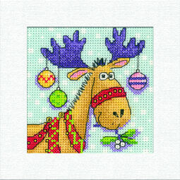 Reindeer Square Christmas Card Cross Stitch Kit