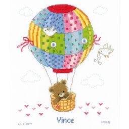 Hot Air Balloon Birth Sampler Cross Stitch Kit