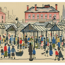 Lowry - Market Scene, Northern Town Cross Stitch Kit