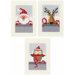 Christmas Buddies - Set Of 3 Cross Stitch Card Kits