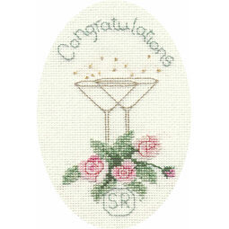 Roses & Champagne Congratulations Cross Stitch Card Kit