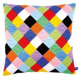Colourful Diamonds Long Stitch Cushion Panel Kit