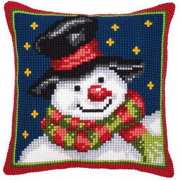 Snowman & Stars Chunky Cross Stitch Cushion Panel Kit