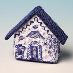 Blue Willow House Fridge Magnet Cross Stitch Kit