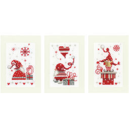 Christmas Gnomes Cross Stitch Card Kits (Set of 3)