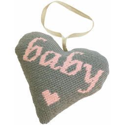 Baby Girl Pink On Grey Heart Tapestry Kit