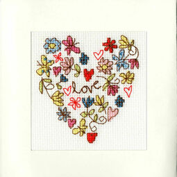 Sweet Heart Cross Stitch Card Kit for Anniversary / Wedding / Valentines