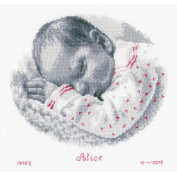 Sleeping Baby Birth Record Cross Stitch Kit
