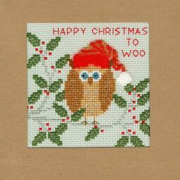 Xmas Owl Cross Stitch Christmas Card Kit