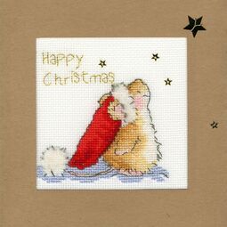 Star Gazing Mouse Cross Stitch Christmas Card Kit
