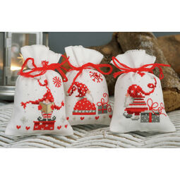 Christmas Gnomes Pot Pourri Bags Set of 3 Cross Stitch Kits