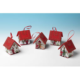 Set Of 5 Santa House 3D Cross Stitch Kits