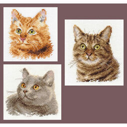 Feline Friends Cross Stitch Kits - Set of 3