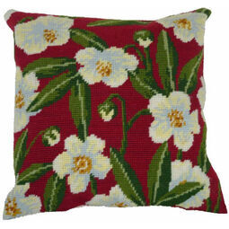 Wild Rose On Red Herb Pillow Tapestry Kit