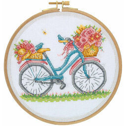 Birds, Blooms & Bicycle Cross Stitch Hoop Kit