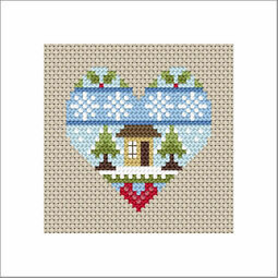 Festive Heart Home Cross Stitch Christmas Card Kit