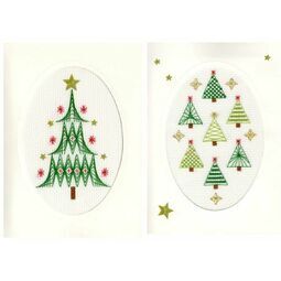 Christmas Tree & Forest Cross Stitch Card Kits - Set of 2
