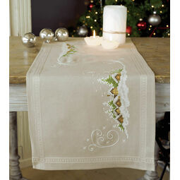Village In The Snow Embroidery Table Runner Kit