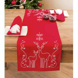 Deer & Snow Crystals Table Runner Embroidery Kit