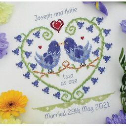 Bluebell Heart Wedding Sampler Cross Stitch Kit