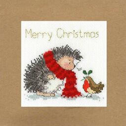 Christmas Wishes Hedgehog & Robin Cross Stitch Card Kit