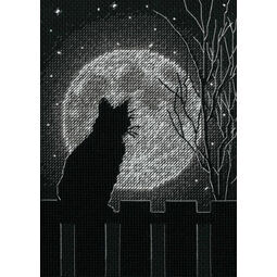Black Moon Cat Cross Stitch Kit