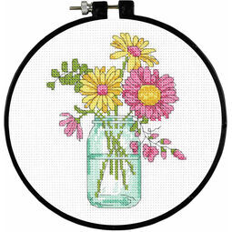 Summer Flowers Learn-A-Craft Counted Cross Stitch Kit With Hoop