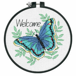 Welcome Butterfly Learn-A-Craft Counted Cross Stitch Kit With Hoop