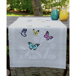 Butterfly Dance Cross Stitch Embroidery Table Runner Kit