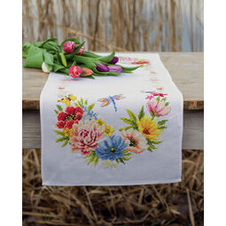Colourful Flowers Counted Cross Stitch Table Runner Kit