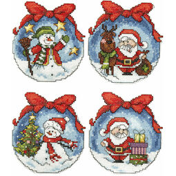 Christmas Baubles Snowman And Santa Cross Stitch Ornaments Kit