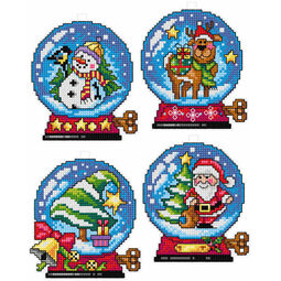 Christmas Snow Globe Cross Stitch Ornaments Kit - Set of 4