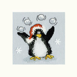 PPP Playing Snowballs Cross Stitch Christmas Card Kit