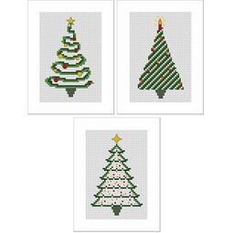 Festive Trees Cross Stitch Christmas Card Kits - Set of 3