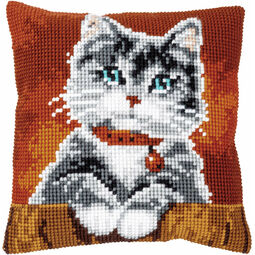 Cat With Collar Chunky Cross Stitch Cushion Panel Kit