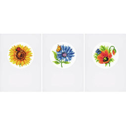 Summer Flowers Set Of 3 Greetings Card Cross Stitch Kits