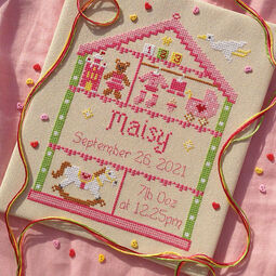 Little Girl Nursery Cross Stitch Birth Sampler Kit