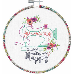 Sew Happy Fabric Covered Hoop Embroidery Kit